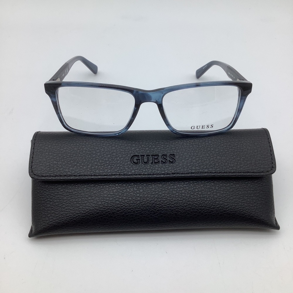 Guess GU1954 092 Black Blue Marble Rectangular Eyeglasses Frames Mens‎ 55-17-145